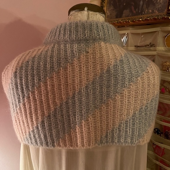 Nwot Calvin Klein 205W39NYC Blue Striped Mohair Blend Cape - Picture 3 of 6